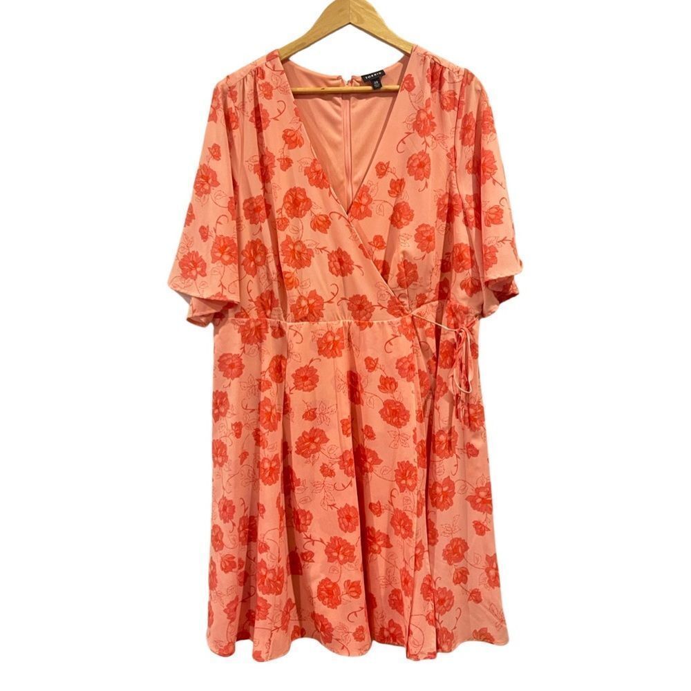 Torrid Floral Faux Wrap flare sleeve Dress Size 20
